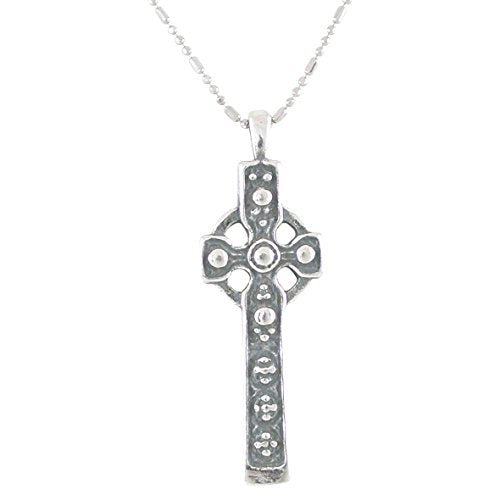 Decorative Celtic Ring Cross Pendant in Sterling Silver on 16