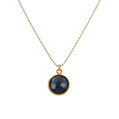 Round Gemstone Drop Necklace in Gold Plated Silver
