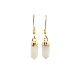 Gold Gemstone Point Dangle Earrings