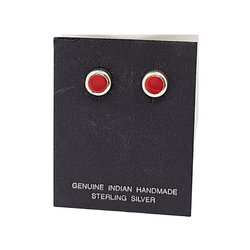Limited Edition Navajo Indian Hand Crafted Medium Round Stone and Sterling Silver Stud Earrings, Color Choice