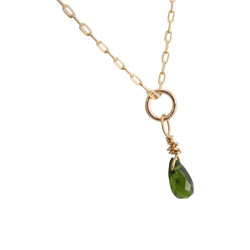 Dainty Green Chrome Diopside Briolette Necklace on Gold Filled Chain