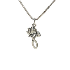 Textured Lotus Blossom and Bud Sterling Silver Necklace
