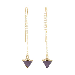 Gemstone Spike Gold Threader Dangle Earrings