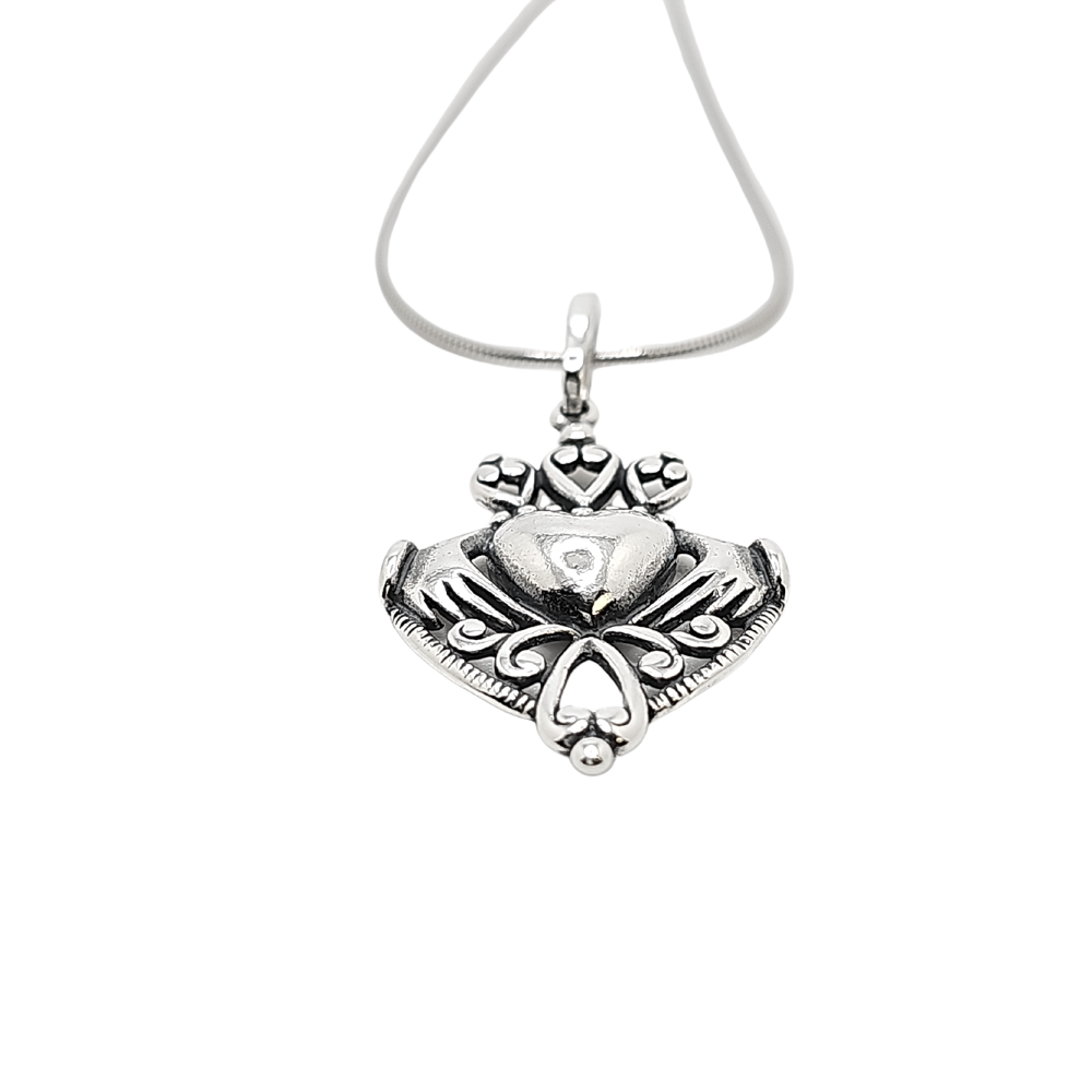 Sterling Silver Celtic Claddagh Pendant on 20