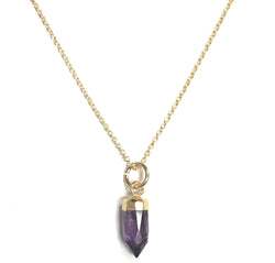 Small Gold Gem Point Necklace, Stone Choice