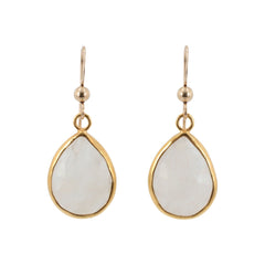 Gold Moonstone Teardrop Dangle Earrings