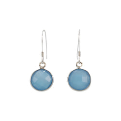 Round Gemstone Dangle Earrings in Sterling Silver, Choose your color