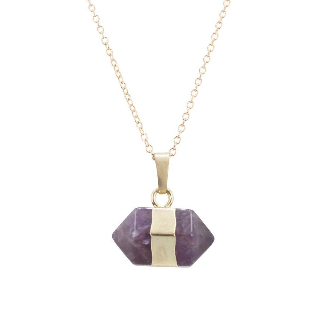 Amethyst Double Point Necklace, Crown Chakra, 20