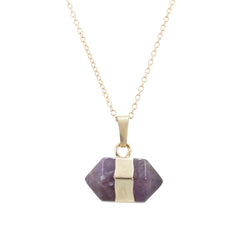 Amethyst Double Point Necklace, Crown Chakra, 20