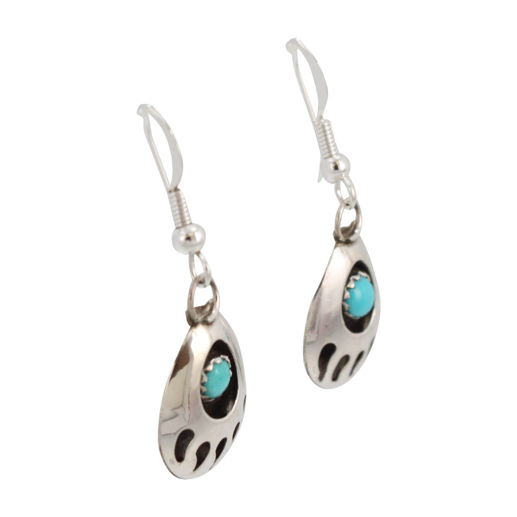 Turquoise Bear Paw Dangle Earrings