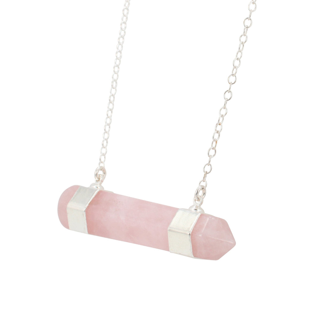 Rose Quartz Necklace on a 32 Inch Chain