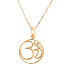 Round Gold Plated Om Necklace