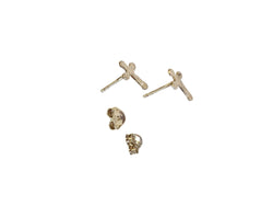 Tiny Cross Stud Earrings in Sterling Silver for Children or Women