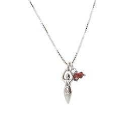 Fertility Goddess Necklace with Garnet Gemstones