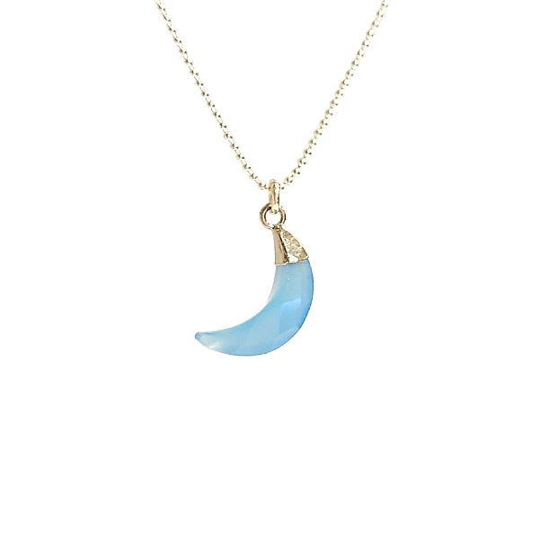 Crescent Moon Gemstone Necklace in Sterling Silver, 12 Stone Choice