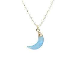 Crescent Moon Gemstone Necklace in Sterling Silver, 12 Stone Choice