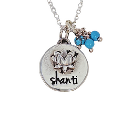 Limited Edition Sterling Silver Shanti Lotus and Turquoise Bauble Necklace on a 20