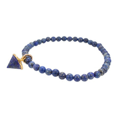 Lapis Bead Stretch Energy Bracelet with Lapis Charm - 4mm, 6 1/2