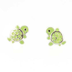 Tiny Green Enamel Turtle Stud Earrings