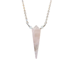 Limited Edition Rose Quartz Kite Shape Gemstone Focal Pendant Necklace in Sterling Silver Adjustable 26