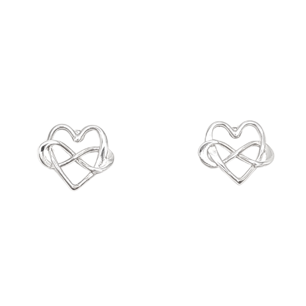 Infinity Heart Stud Earrings in Sterling Silver