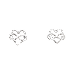 Infinity Heart Stud Earrings in Sterling Silver