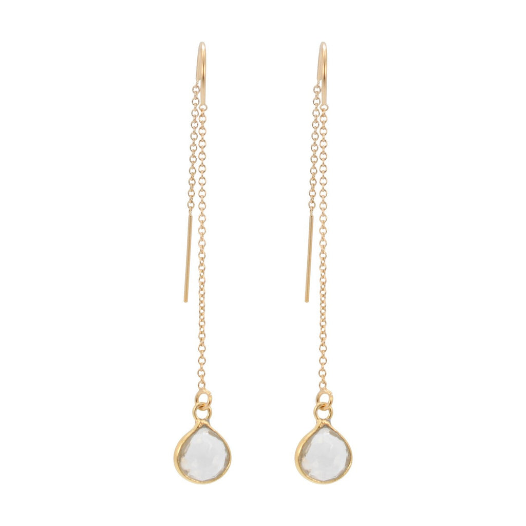 Gemstone Threader Earrings, Choice of Stone