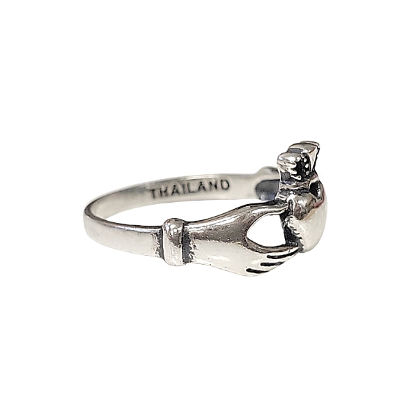 Small Irish Friendship & Love Band Celtic Claddagh Ring in Sterling Silver, Sizes 6, 7, 8, and 9