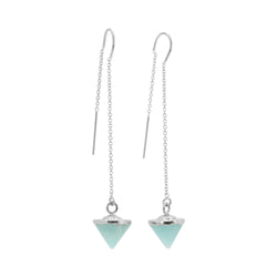 Gemstone Spike Threader Earrings in Silver