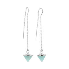 Gemstone Spike Threader Earrings in Silver