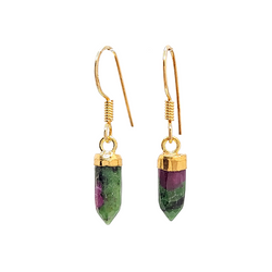Gold Gemstone Point Dangle Earrings