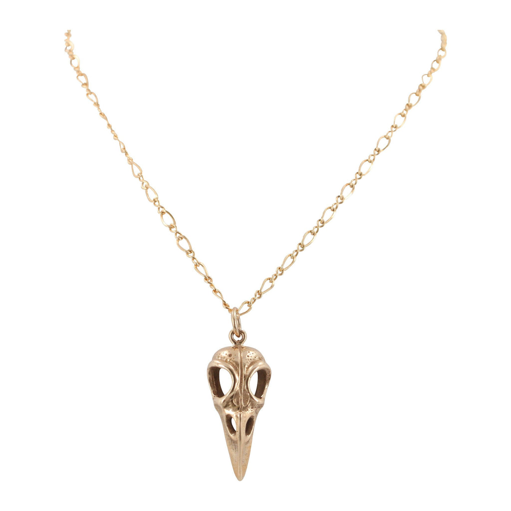 Bronze Bird Skull Necklace on 24