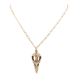Bronze Bird Skull Necklace on 24