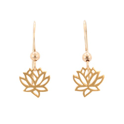 Open Design Small Lotus Dangle Earrings in Gold