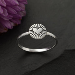 Sterling Silver Flat Radiant Heart Ring