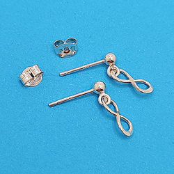 Tiny Infinity Ball Stud Earrings Sterling Silver Posts