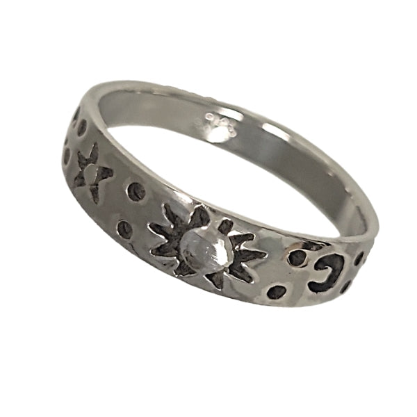 Zoe and Piper Celestial Band Silver Ring