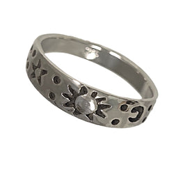 Zoe and Piper Celestial Band Silver Ring