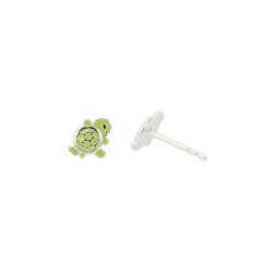 Tiny Green Enamel Turtle Stud Earrings