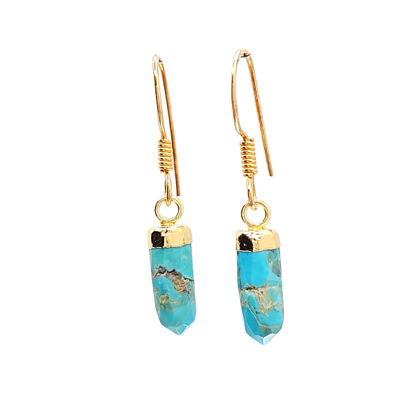 Gold Gemstone Point Dangle Earrings