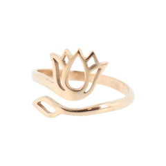 Adjustable Lotus Flower Ring in Bronze