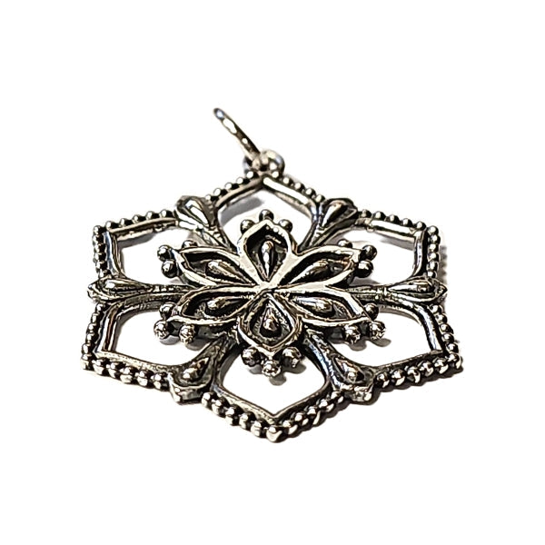 Detailed Flower Mandala Pendant on a 20