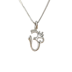 Calligraphy Style Om (Aum) Pendant in Sterling Silver on 18