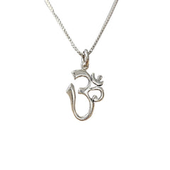 Calligraphy Style Om (Aum) Pendant in Sterling Silver on 18