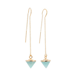 Gemstone Spike Gold Threader Dangle Earrings