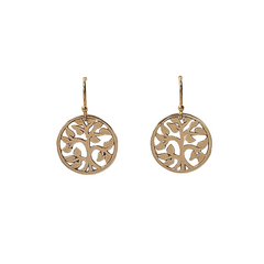 Small Detailed Family Tree of Life Cut Out Design Dangle Earrings in Bronze and Gold Fill