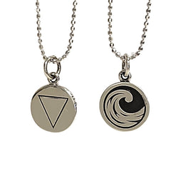 Double Sided Water Element Necklace in Sterling Silver on Rhodium Plated Sterling Silver Chain 16