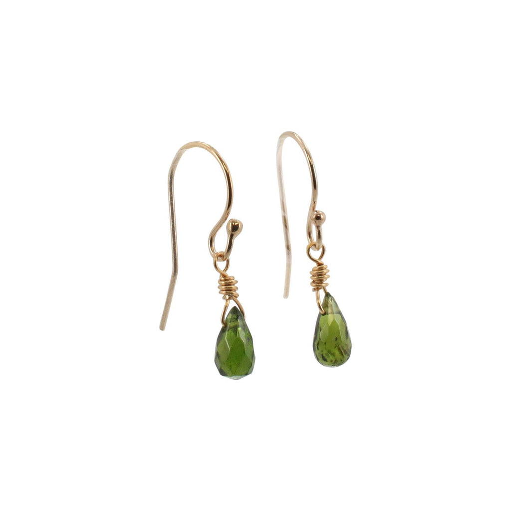 Petite Green Chrome Diopside Dangle Earrings