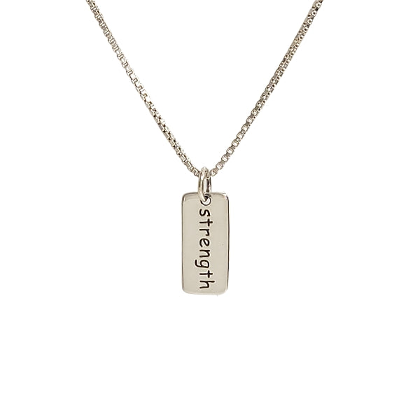Strength Word Necklace in Sterling Silver