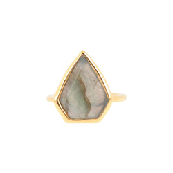 Geometric Labradorite Gemstone Ring in Gold